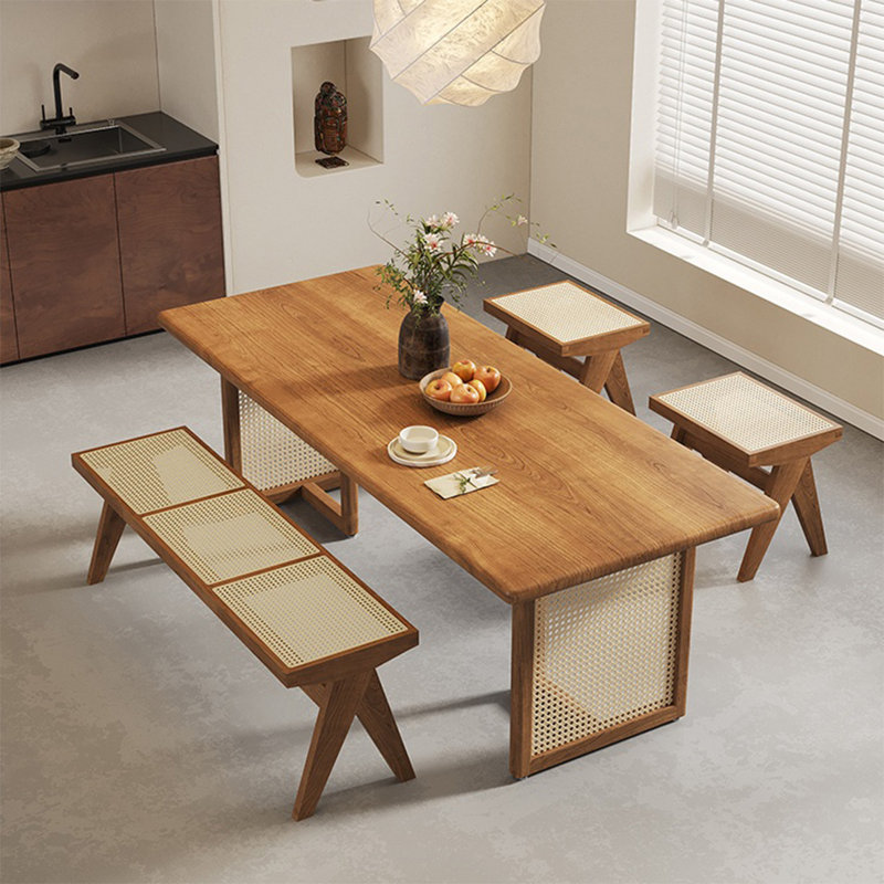 Tasteful table set in solid wood, 29.52"H x 78.74"L x 31.49"W