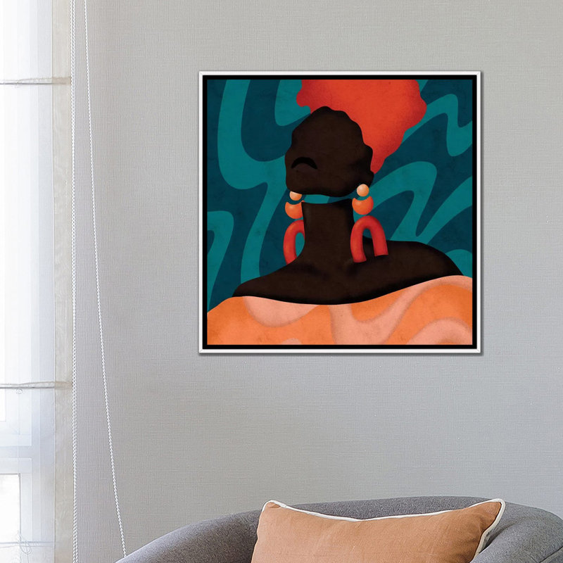 «Sonya» par Reyna Noriega - impression, H 26 po x l 26 po x P 1,5 po, Pas de tapis, Toile avec cadre noir