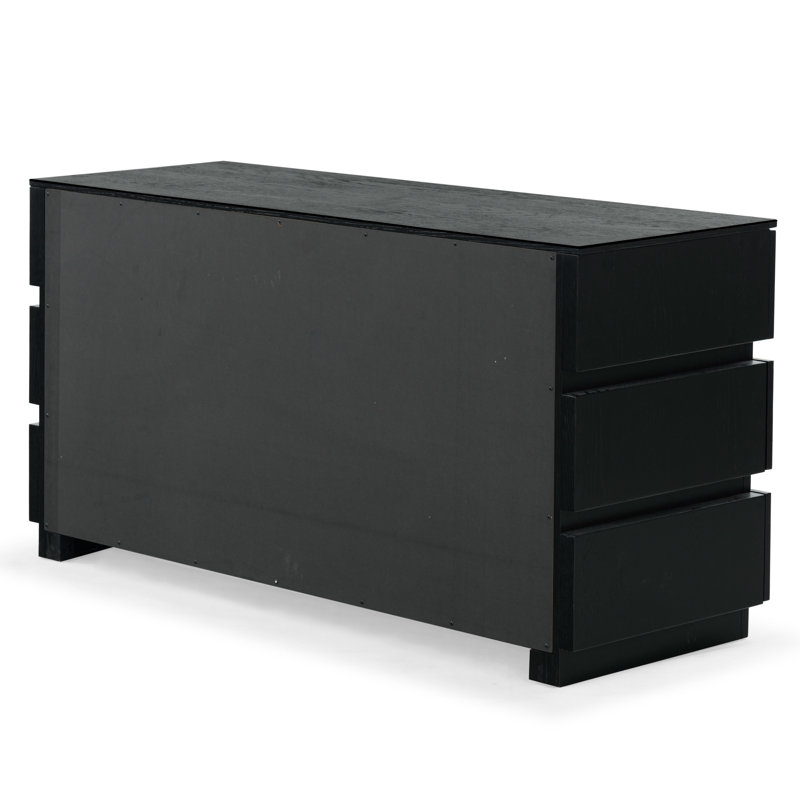 Titus 6 Drawer Stacked Dresser, Black