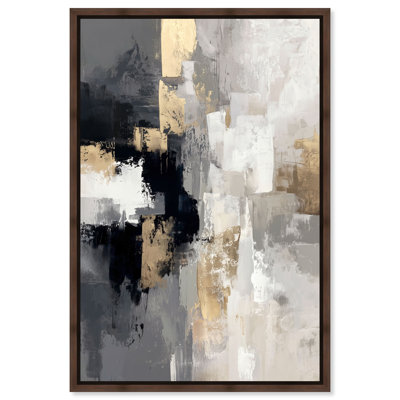 Décoration de bureau encadrée «Gilded Charcoal II» par Art Remedy, cadre en noyer, 16 x 24