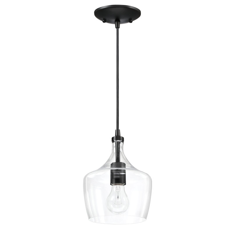 Mincey 1- Light Line Teardrop Pendant, Matte Black