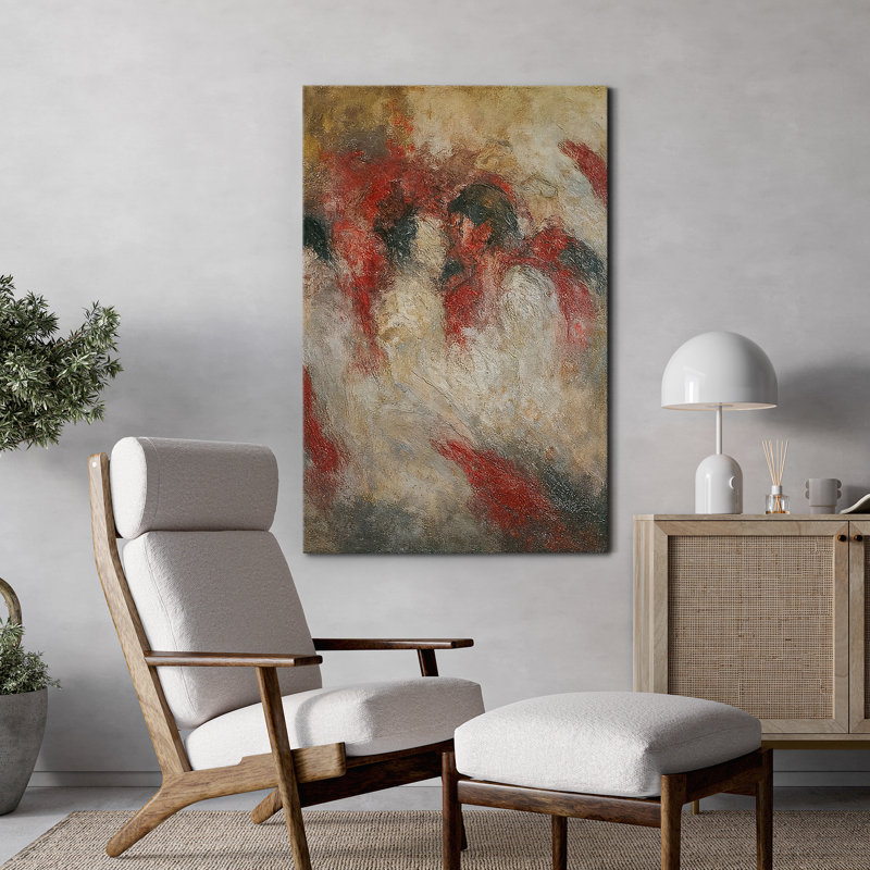 Impression sur toile abstraite neutre sur toile pour décoration de salon, H 24 po x l 16 po, Sans cadre, Toile tendue