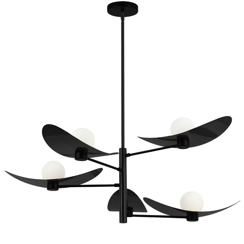 Lustre 5 lumières Christobel, Noir mat, Noir mat