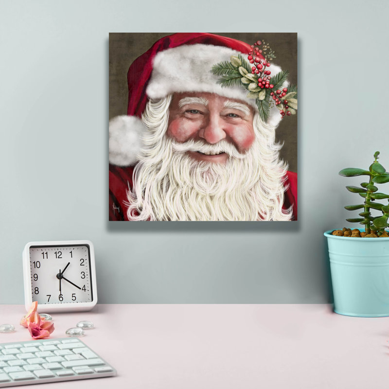 «Santa Claus» par Ashley Bradley, art mural sur toile, H 12 po x l 12 po x P 0,75 po