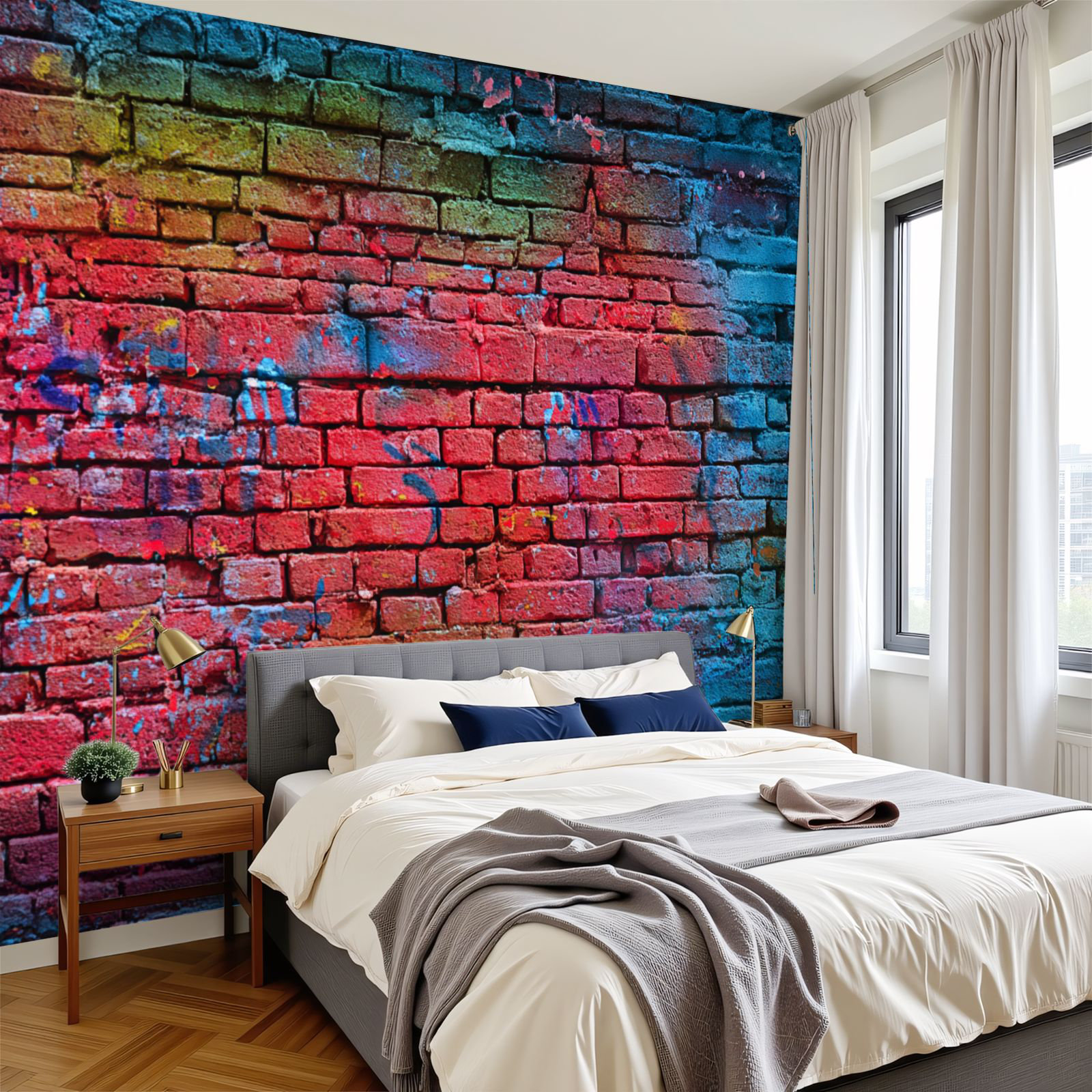 Red Barrel Studio Peel and Stick Wallpaper Graffiti brick wall Wall ...