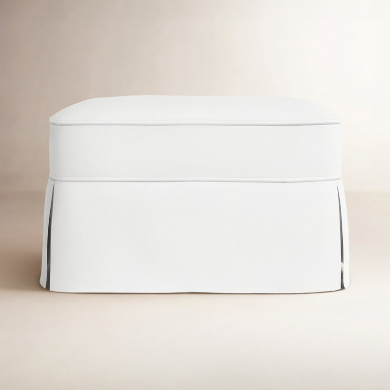Amari Upholstered Ottoman, Classic Bleach White Twill