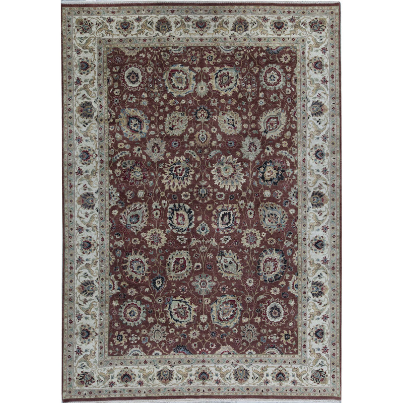 Tapis rouille et ivoire de haute qualité noué à la main