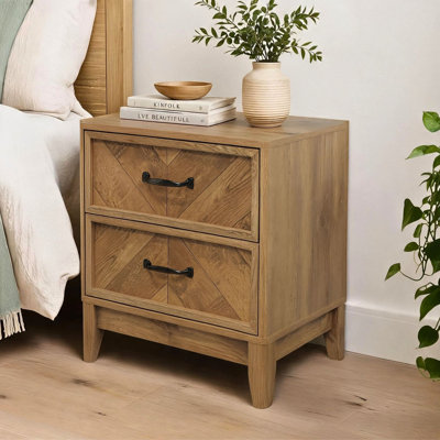 Chevron 2 Drawer Bedside Table