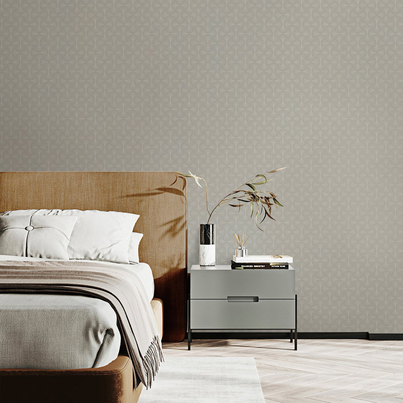 Boutique Shimmery Geometric Zen Wallpaper Roll, Bronze/Black