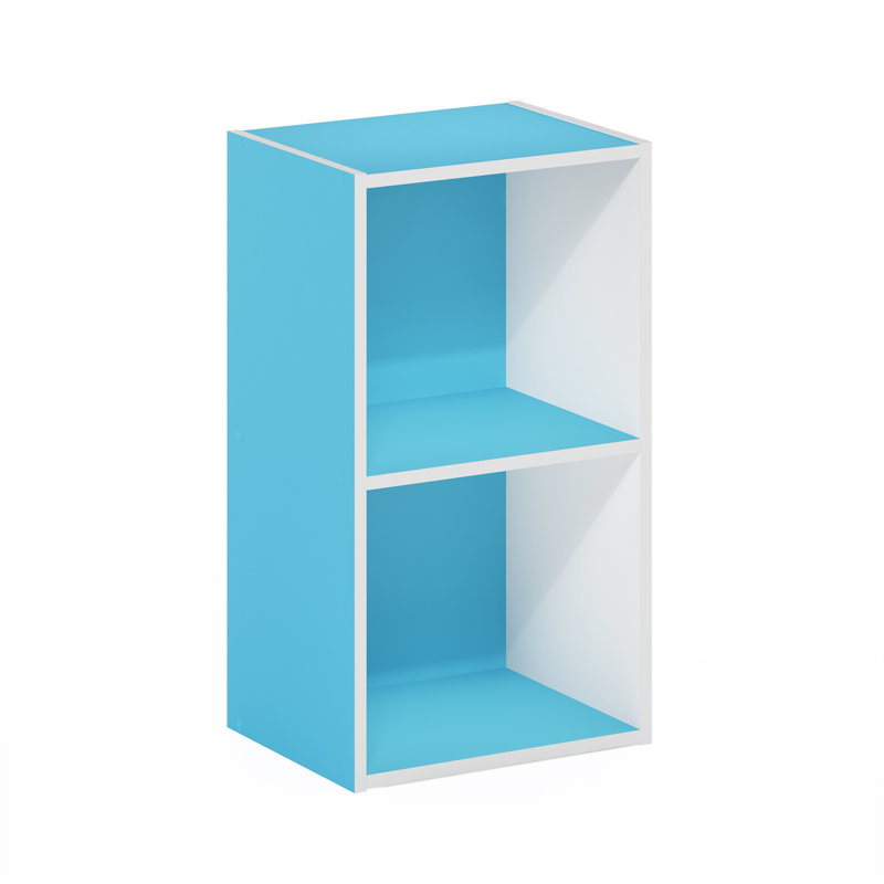 Cannice Bookcase, (2 Shelves) 21.2" H x 12" W x 9.3" D, Light Blue/White