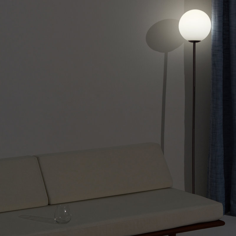 Luna 65" Bronze Modern LED Floor Lamp with Frosted Glass Globe