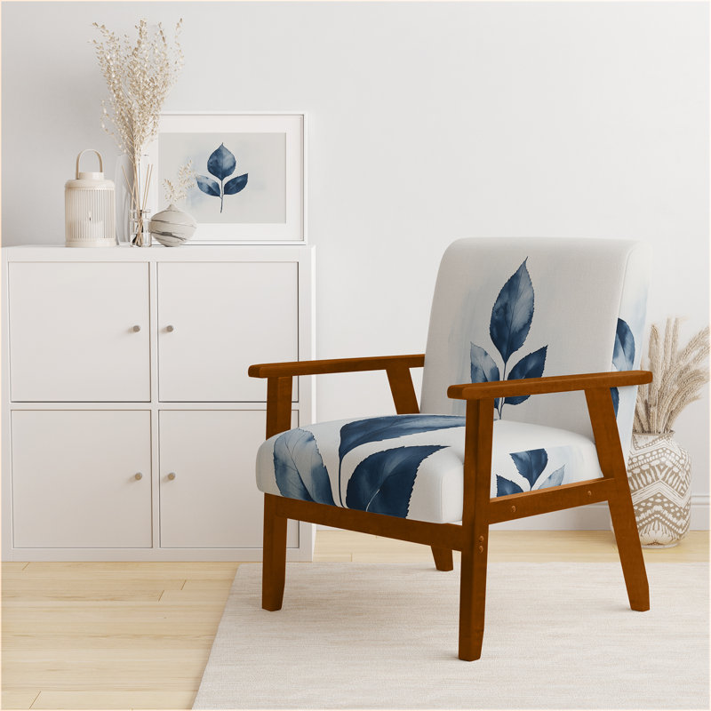 Chaise rembourrée Leaves, Accoudoirs carrés bruns