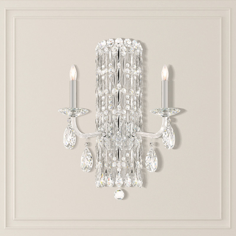 Siena 2 Light Wall Sconce in Heirloom Gold with Clear Radiance Crystals, White, Chinese (K9)
