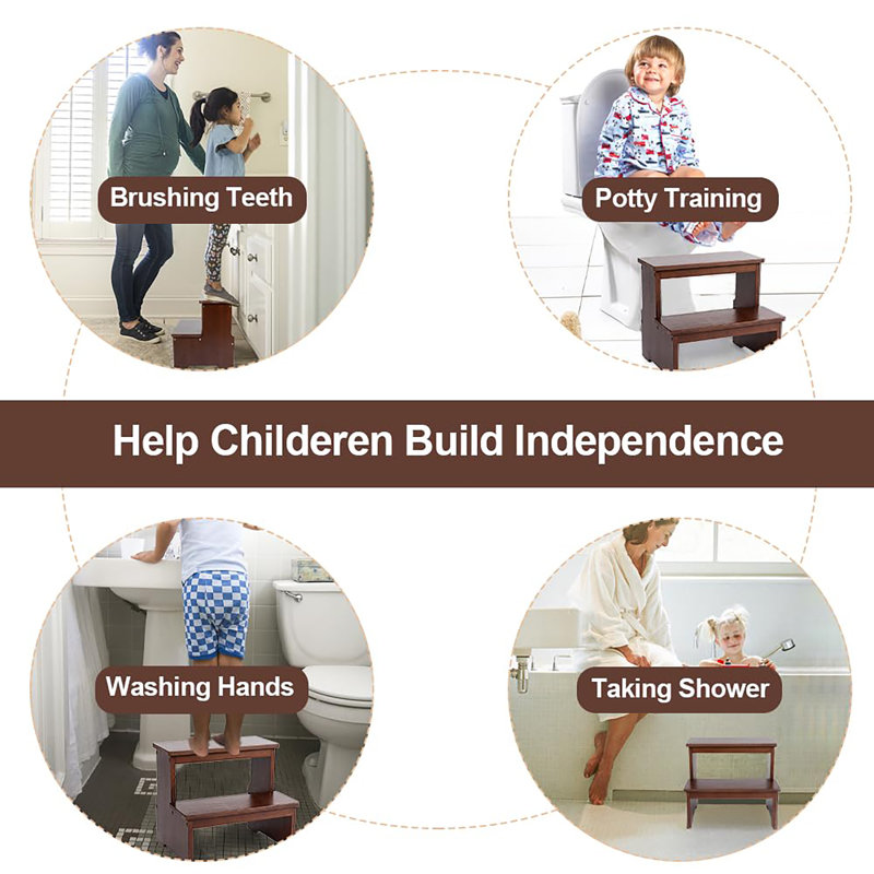 Bamboo Two Step Stool, Dark Chocolate