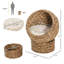 Lit pour chat surélevé avec rembourrage confortable, panier rotatif, zone intérieure attrayante pour animaux de compagnie, H 23,5 po, coussin moelleux surélevé brun, tache sereine, 24 po