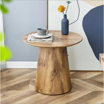 Table basse ronde de 19,6 po de diamètre, grain de bois naturel, hauteur de 18,8 po, diamètre de glissement, grain, texture délicate, assemblage rapide