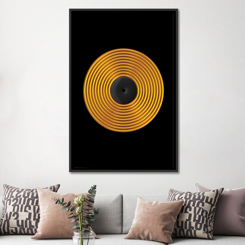 «Vinyle», impression sur toile, H 26 po x l 18 po x P 1,5 po, Toile avec cadre noir, Pas de tapis