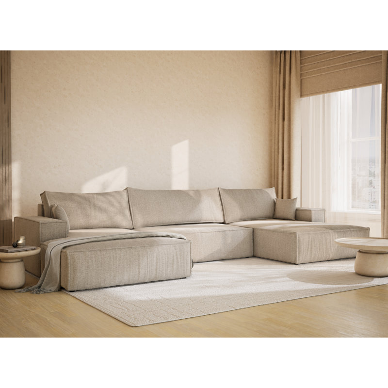 6 Seater Reclining Corner Sofa , Beige