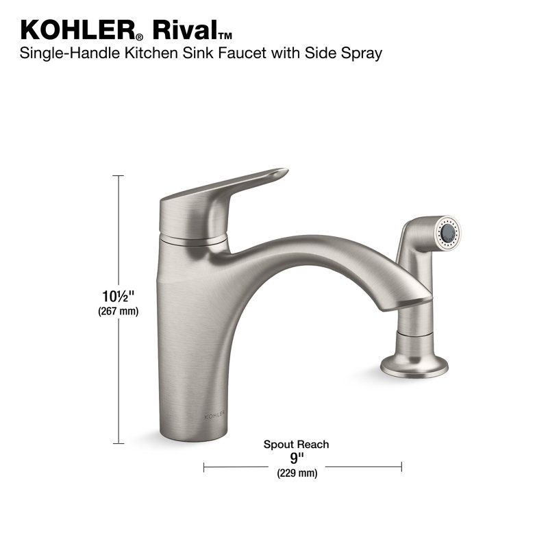 Rival Single-Handle Kitchen Sink Faucet With Side Sprayer, Vibrant Stainless