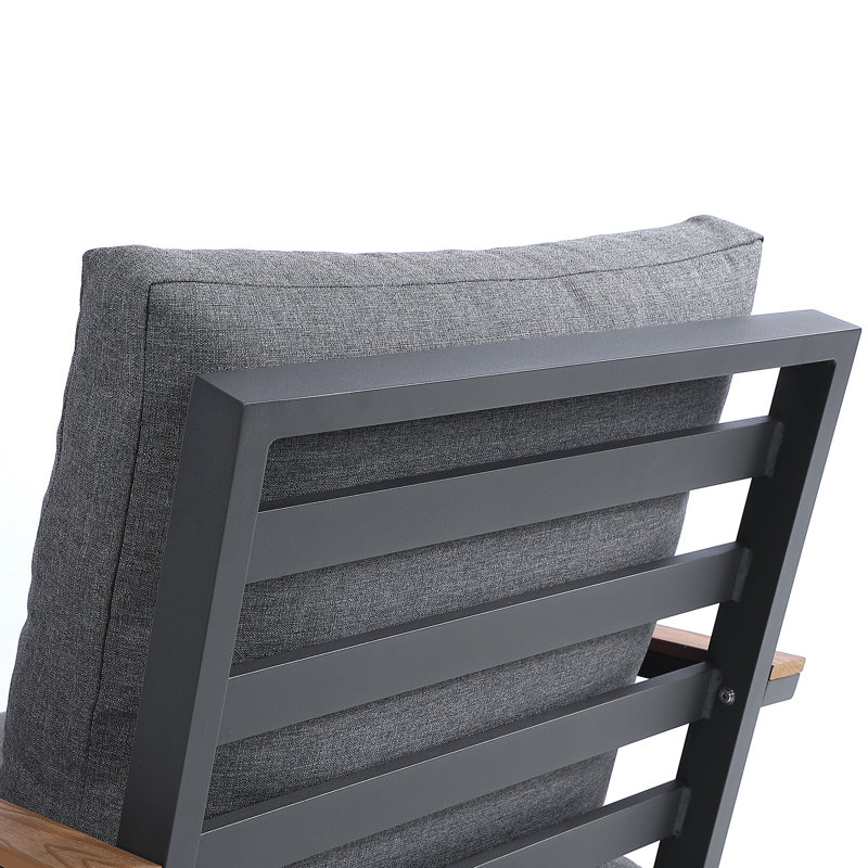 Ensemble de conversation avec canapé et coussins 4 pièces Landing, Structure ardoise noire / coussin gris anthracite