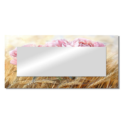 Peonies In The Wheatgrass Field II - Floral Decorative Mirror Wall Art - Printed On Metal