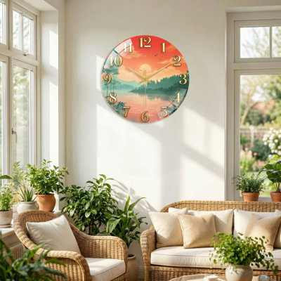 Horloge murale décorative en verre Sunset