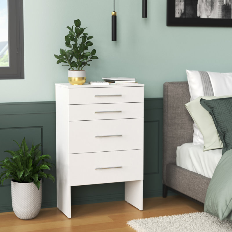 Suitesymphony Base Unit With 4 Modern Drawers, White