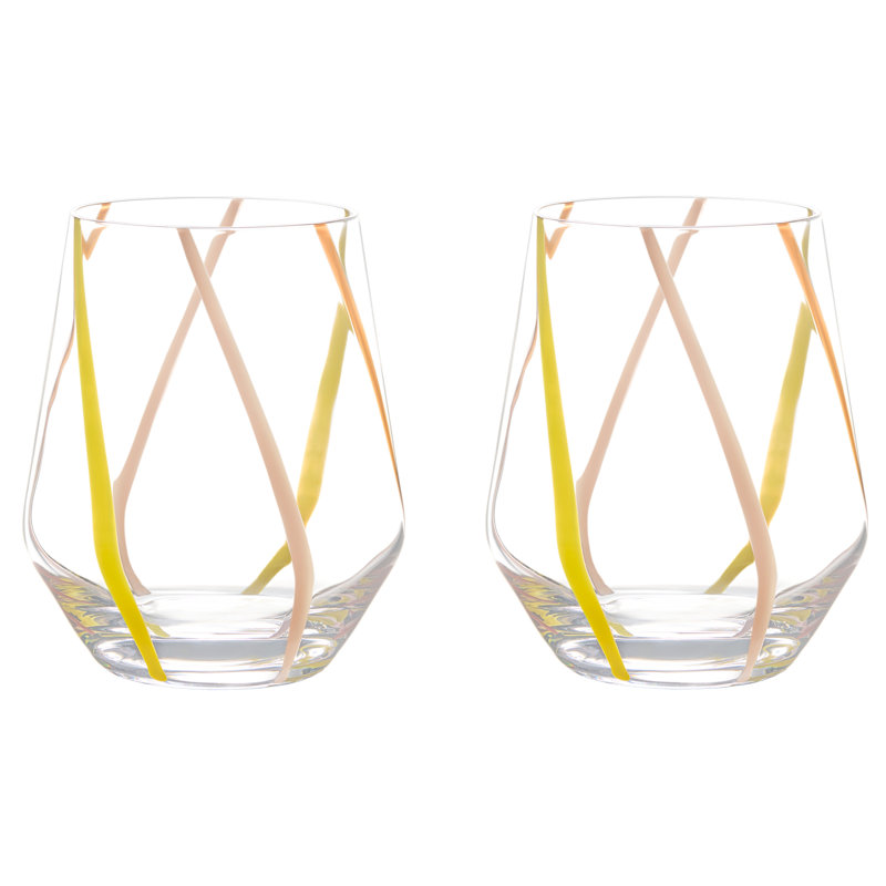 Rio 450ml Handmade Highball Glass Set, Yellow