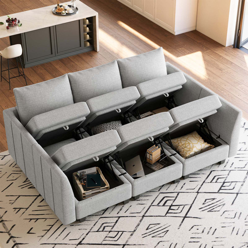 Canapé-lit modulaire convertible Aurora Chenille, H 36,2 po x l 87 po x P 59,8 po, Gris chenille