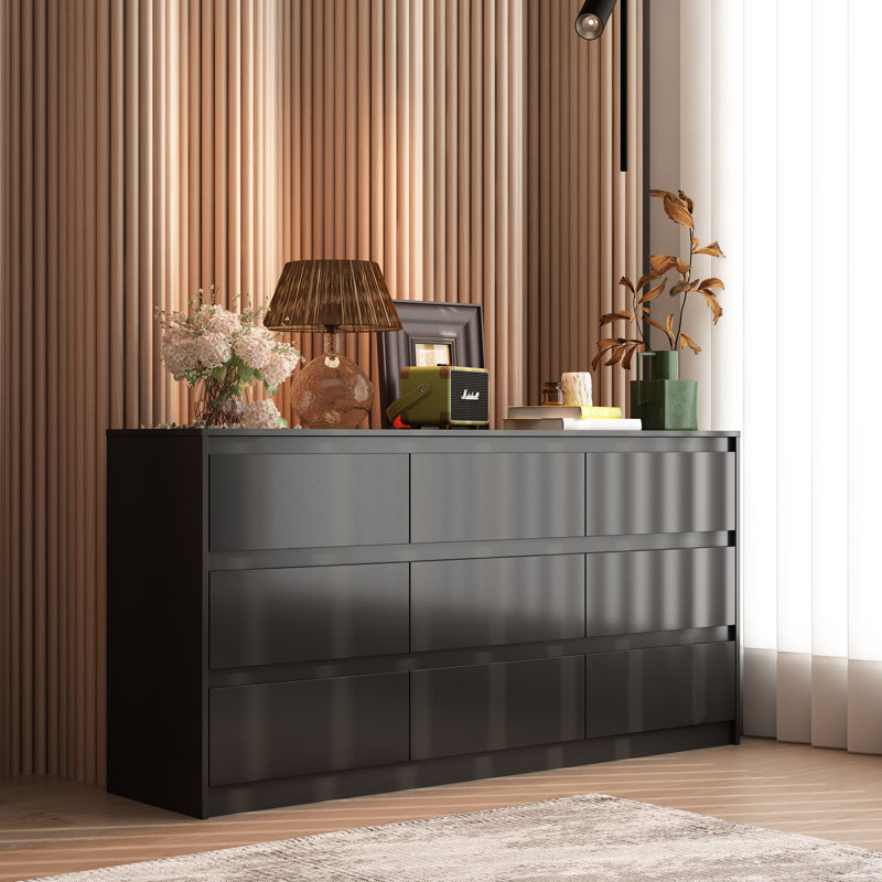 Khaliyl 63''W 9 - Drawer Dresser, Black
