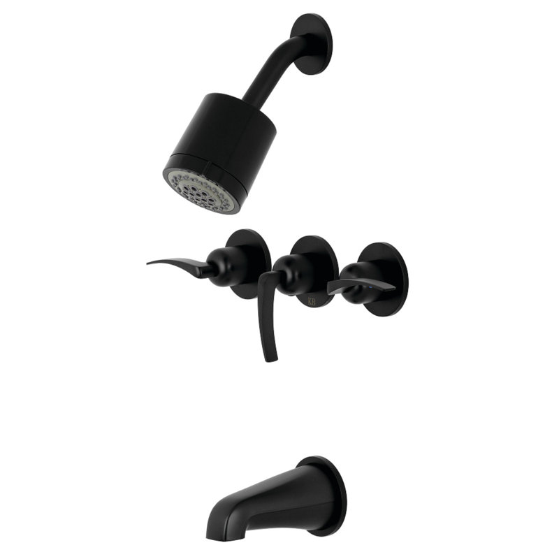 Robinet de baignoire et de douche à contrôle de volume avec valve brute Centurion, Noir mat