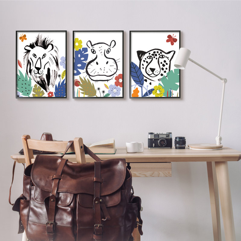 Illustration de Jungle Animal, Giclée encadrée noir minuit, H 16 po x l 20 po