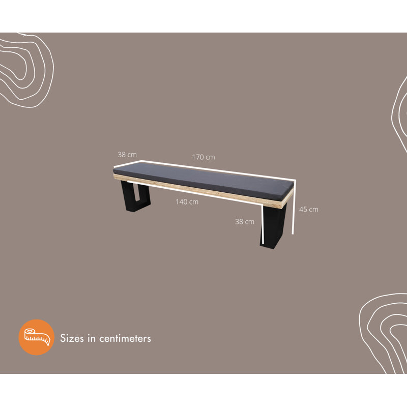 Antwun Wood Outdoor Bench, Grey, 40cm H x 170cm W x 38cm D