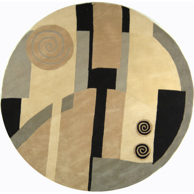 Bertile Ikat/Geometric Handmade Tufted Wool Grey/Silver/Charcoal Area Rug