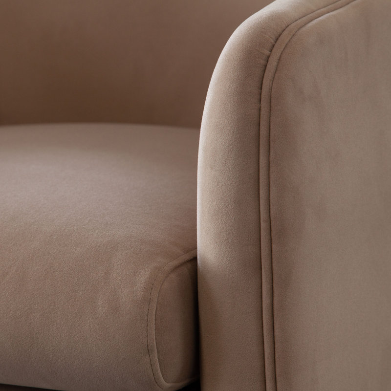 Camel Brown Velvet Upholstered Tri-Leg Accent Chair