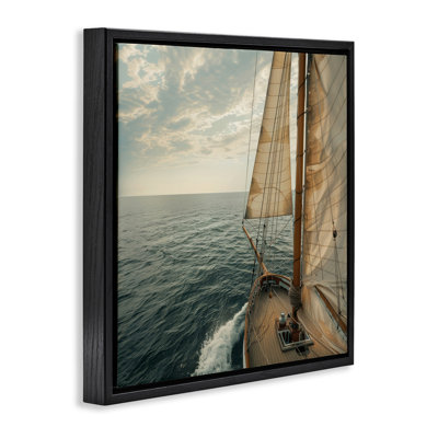  Open Sails on Sea Framed Floater Canvas Wall Art by LSR Design Studio