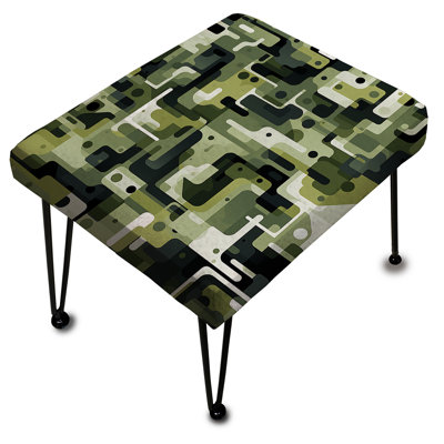 Green Urban Maze - Geometric Rectangle Ottoman