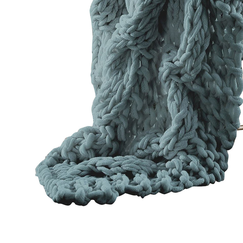 Reversible Chunky Knit Cozy Throw Blanket 50" x 60" - Ivy Green