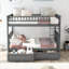 Pour les chambres partagées, lit superposé double en pin massif convertible avec tiroirs de rangement