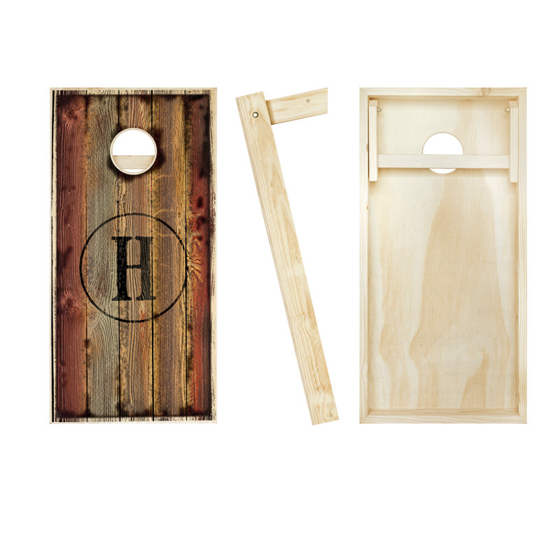 2' x 4' Burned Monogram Solid Wood Cornhole Set with Bags