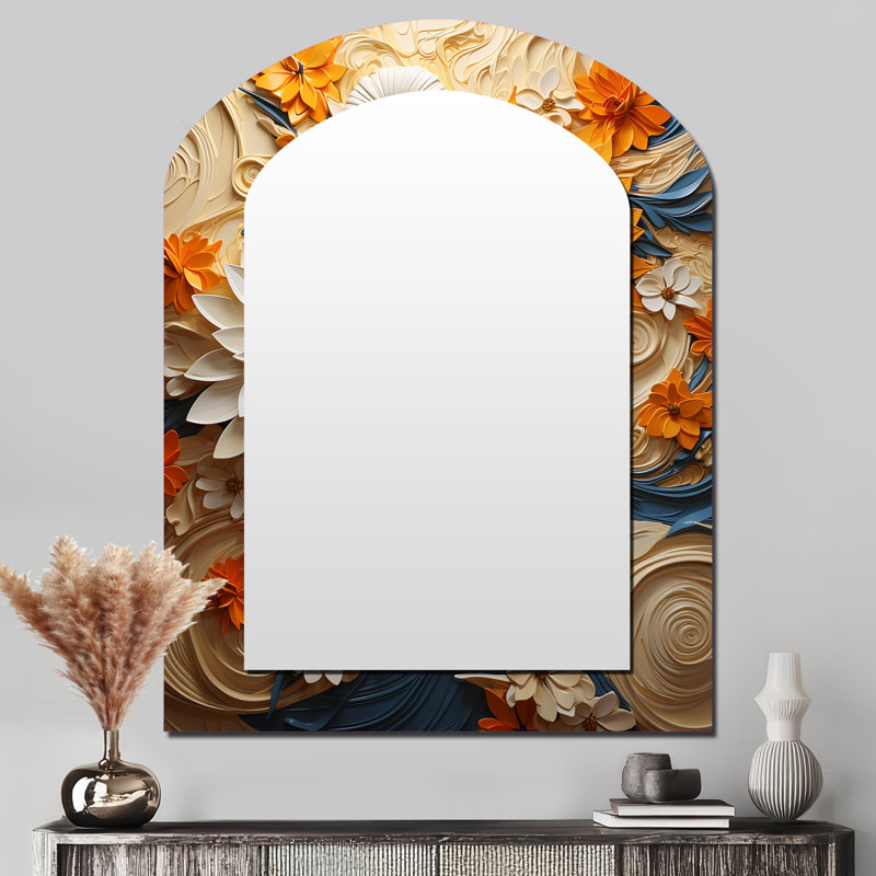 Radiant Reverie Botanical - miroir mural décoratif arqué Botanicals, 43 po x 33 po