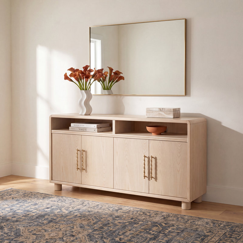 Norvell Clifford Four Door Two Shelf Sideboard In White Sand