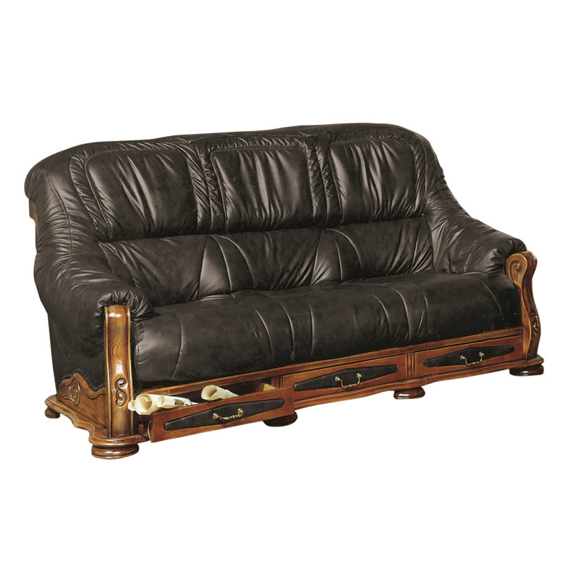Dodsworth Faux Leather Sofa, Black