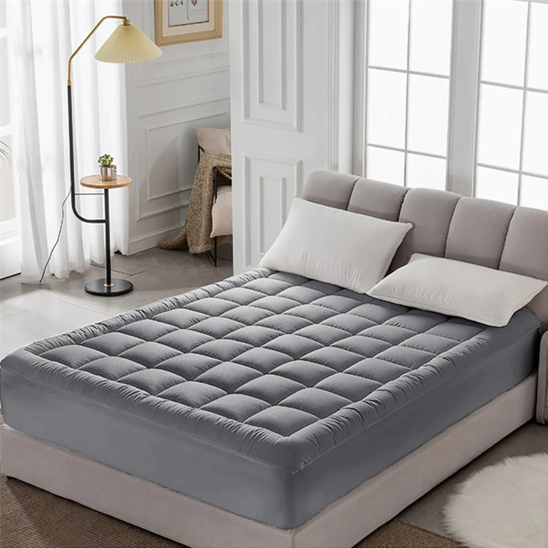 450g full-piece cotton bedspread, Lit double, Gris
