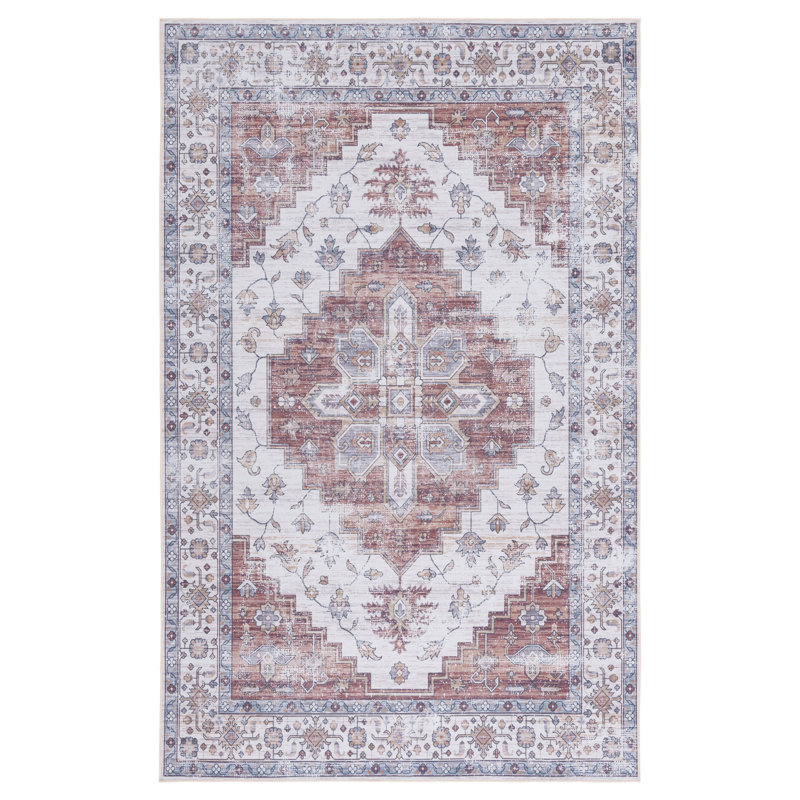 Tapis S / R 109 m / l S / R ivoire / rouille, Rectangle de 5 pi x 8 pi