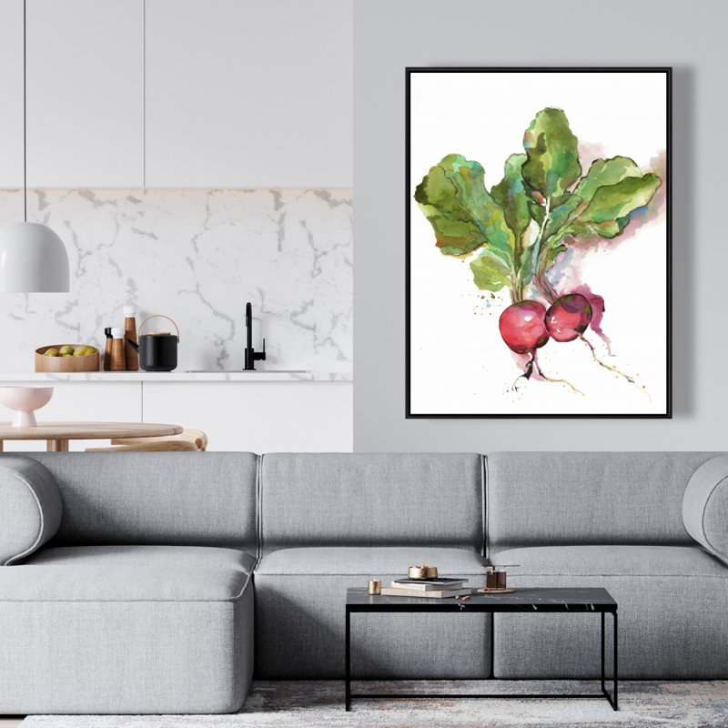 Aquarelle, impression de radis sur toile