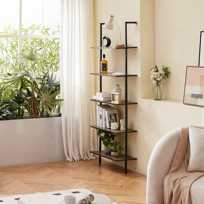 5 Piece Square Floating Shelf, Black/Vintage, 182.5cm H x 64cm W x 30cm D