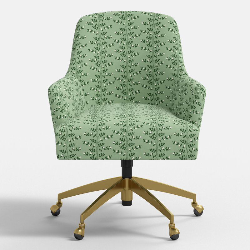 Chaise de bureau Rifle Paper Co. x Fabric & Company, Vert vignes grimpantes, Or brossé