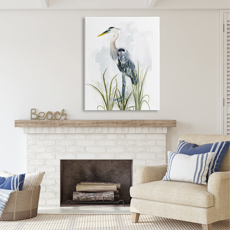 «Shore Bird regardant à gauche sur toile» par Carson Lyons, H 48 po x l 36 po x P 1,5 po