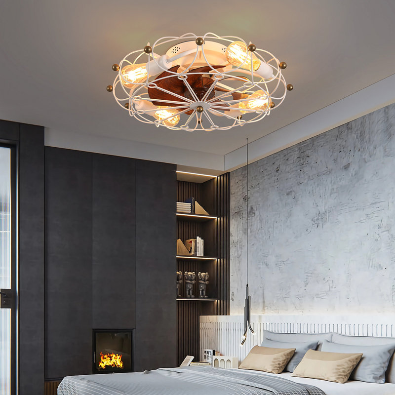 Ventilateur de plafond à profil bas avec lumière et télécommande, ventilateur de plafond à DEL à intensité variable, 6 vitesses, pales réversibles, 20 po